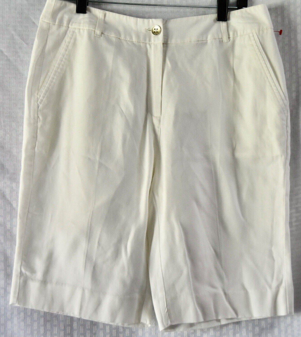 Chico's The Ultimate Fit Linen White Bermuda Shorts Chico's Size 8 NEW